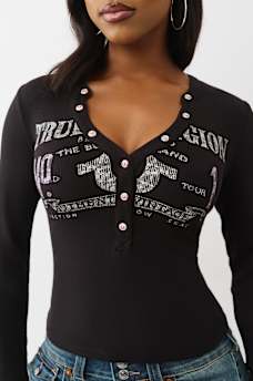 RIBBED FADED LOGO HENLEY, image 1