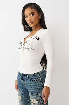 RIBBED FADED LOGO HENLEY, image 4