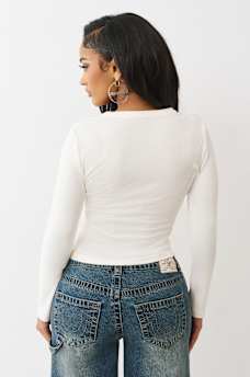 RIBBED FADED LOGO HENLEY, image 5