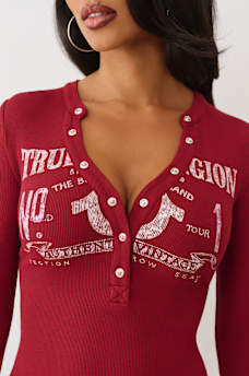 RIBBED FADED LOGO HENLEY, image 2
