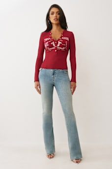 RIBBED FADED LOGO HENLEY, image 3