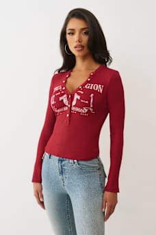 RIBBED FADED LOGO HENLEY, image 4