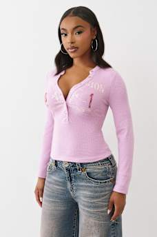 RIBBED FADED LOGO HENLEY, image 4