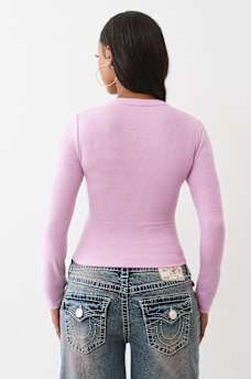 RIBBED FADED LOGO HENLEY, image 5