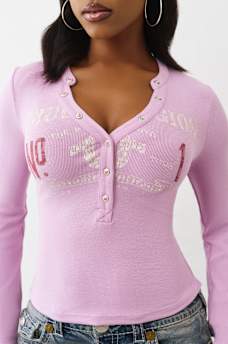 RIBBED FADED LOGO HENLEY, image 1