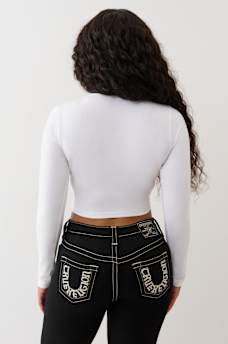 CRYSTAL LOGO V NECK LONG SLEEVE TEE, image 5