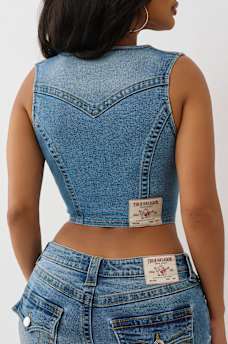 LACE UP DENIM VEST, image 5