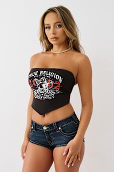 LOGO STRAPLESS SCARF TOP, image 4
