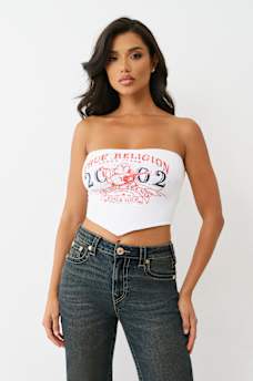 LOGO STRAPLESS SCARF TOP, image 2