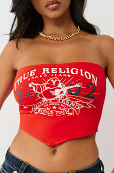 LOGO STRAPLESS SCARF TOP, image 1