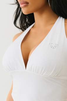 CRYSTAL PLUNGE HALTER TOP, image 4