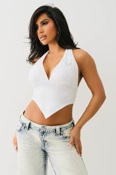 CRYSTAL PLUNGE HALTER TOP, image 1
