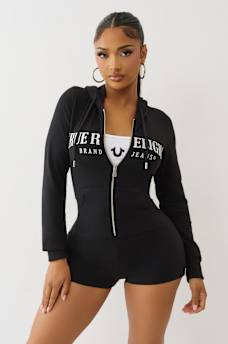 FRENCH TERRY HOODIE ROMPER, image 1