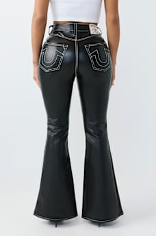 CHARLIE HIGH RISE LACE-UP FAUX LEATHER FLARE PANT, image 6