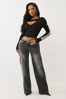 RIBBED LOGO TWISTED KEYHOLE TOP, image 2