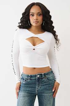 RIBBED LOGO TWISTED KEYHOLE TOP, image 3