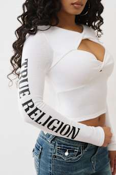 RIBBED LOGO TWISTED KEYHOLE TOP, image 4