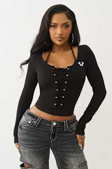 LAYERED CORSET LONG SLEEVE TOP, image 1