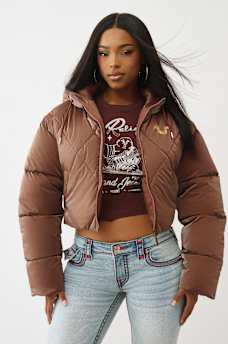 CHAQUETA ACOLCHADA DE ALTO BRILLO CON CAPUCHA, image 1