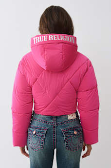 CHAQUETA ACOLCHADA DE ALTO BRILLO CON CAPUCHA, image 2