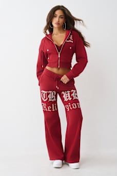 PANTALONES DEPORTIVOS DE PIERNA ANCHA CON LETRAS CON CRISTALES, image 2