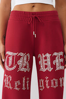 PANTALONES DEPORTIVOS DE PIERNA ANCHA CON LETRAS CON CRISTALES, image 4