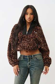 SUDADERA CON CAPUCHA Y MEDIO CIERRE CON PATR&Oacute;N DE LEOPARDO, image 2