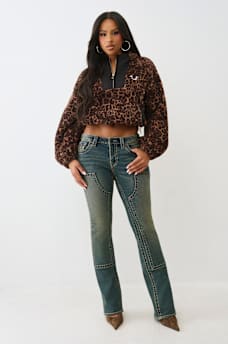 SUDADERA CON CAPUCHA Y MEDIO CIERRE CON PATR&Oacute;N DE LEOPARDO, image 3