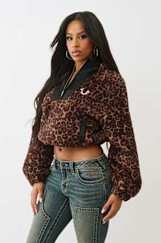 SUDADERA CON CAPUCHA Y MEDIO CIERRE CON PATR&Oacute;N DE LEOPARDO, image 4