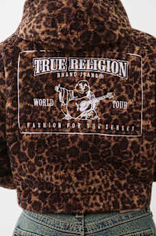 SUDADERA CON CAPUCHA Y MEDIO CIERRE CON PATR&Oacute;N DE LEOPARDO, image 1