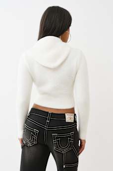 JACQUARD LOGO FUZZY ZIP HOODIE, image 5