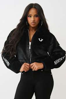 FAUX FUR LOGO ZIP JACKET, image 2