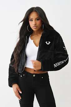 FAUX FUR LOGO ZIP JACKET, image 3