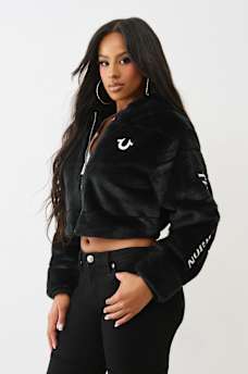 FAUX FUR LOGO ZIP JACKET, image 4