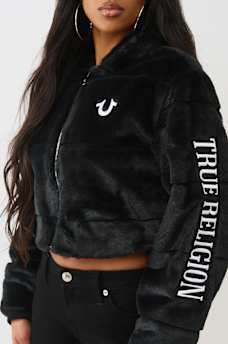 FAUX FUR LOGO ZIP JACKET