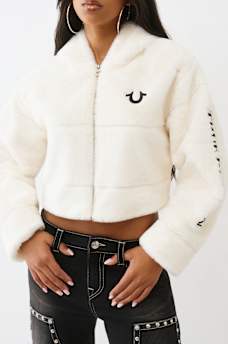FAUX FUR LOGO ZIP JACKET, image 4