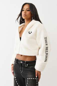 FAUX FUR LOGO ZIP JACKET, image 1
