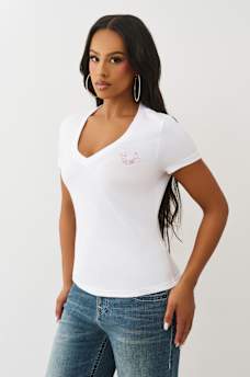 CRYSTAL BUDDHA V NECK TEE, image 4