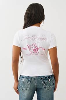 CRYSTAL BUDDHA V NECK TEE, image 5