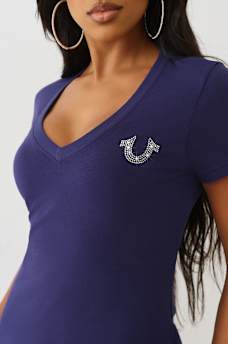 CRYSTAL BUDDHA V NECK TEE, image 6