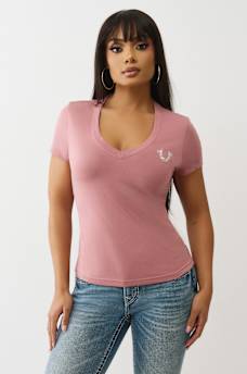 CAMISETA CON CUELLO EN V BUDDHA CON CRISTALES, image 2