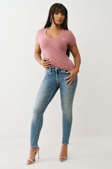 CAMISETA CON CUELLO EN V BUDDHA CON CRISTALES, image 3