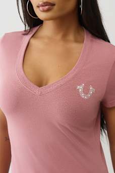 CAMISETA CON CUELLO EN V BUDDHA CON CRISTALES, image 6