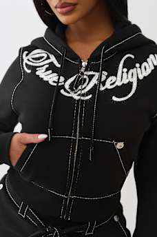 SHRUNKEN BIG T ZIP UP HOODIE, image 1