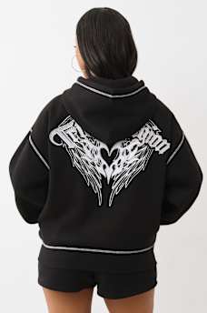 WINGED HEART APPLIQUE BOYFRIEND HOODIE, image 1