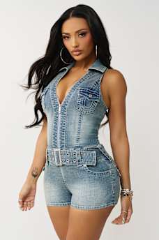 HOT SUMMER DENIM ROMPER, image 3