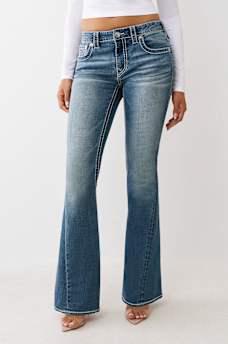 JOEY MID RISE BIG T CROSS FLARE JEAN, image 2