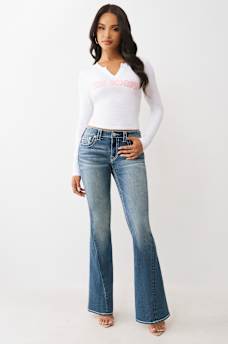 JOEY MID RISE BIG T CROSS FLARE JEAN, image 3