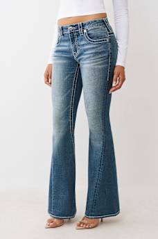 JOEY MID RISE BIG T CROSS FLARE JEAN, image 4