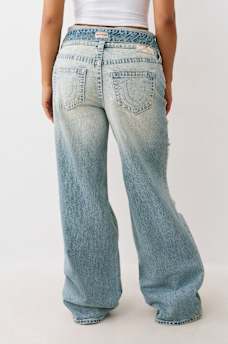 BOBBI DOUBLE WAISTBAND DISTRESSED BAGGY JEAN, image 4